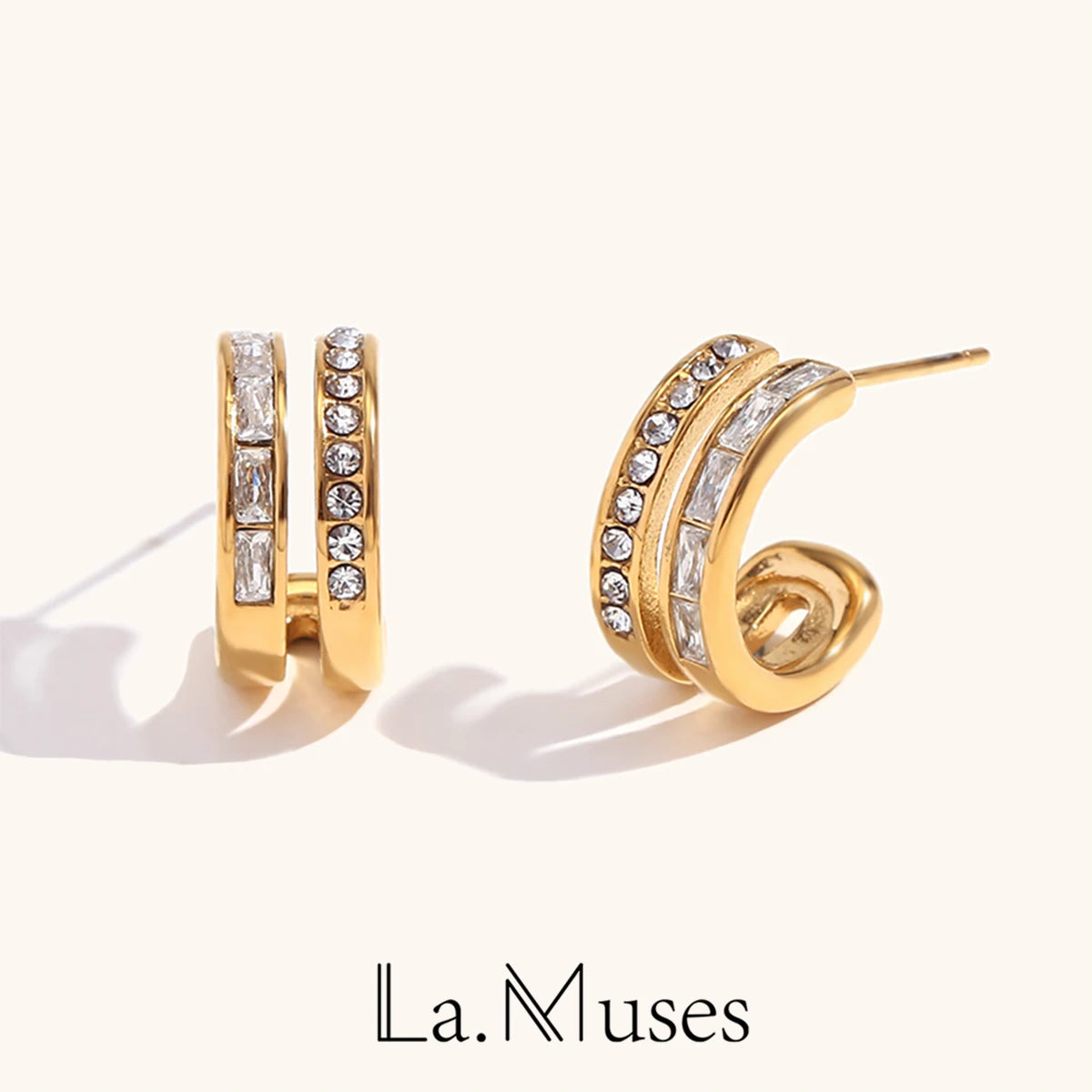 La.Muses – Twin Halo Earrings 18K