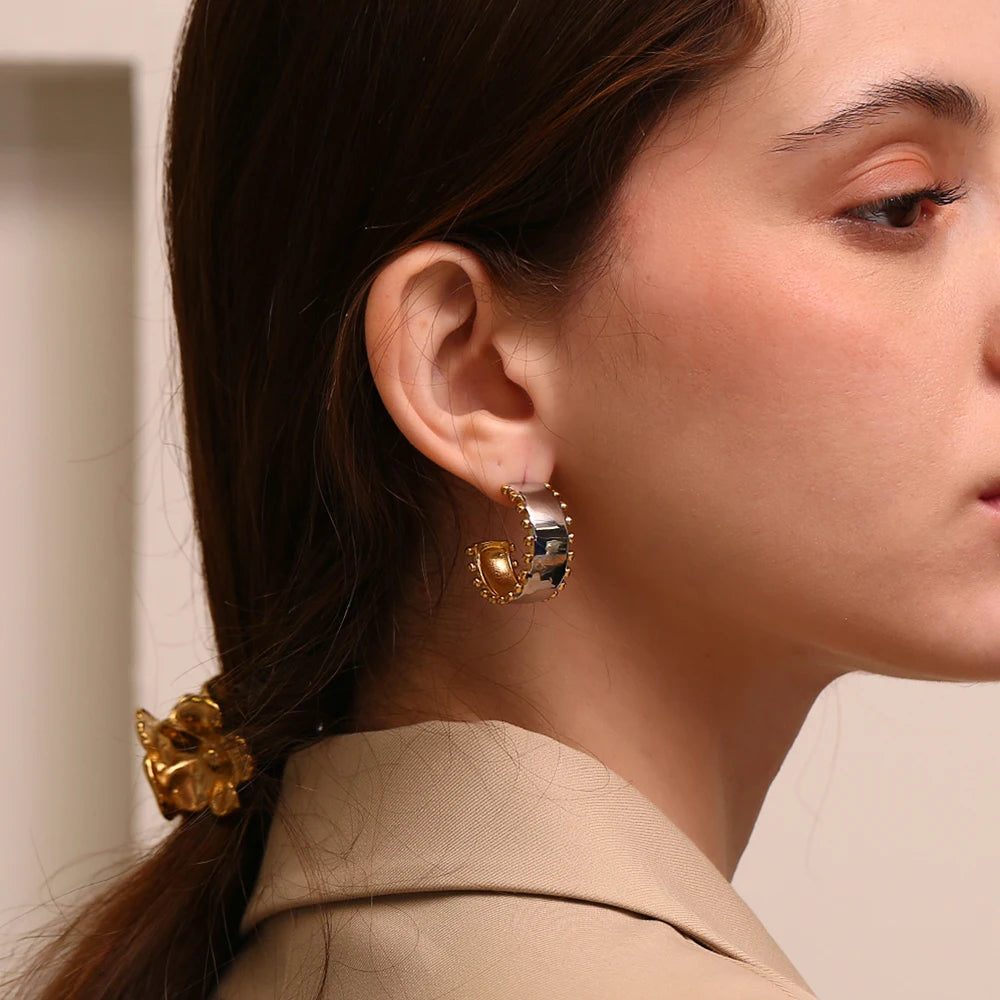 La.Muses – Bead Edge Mix Earrings 18K