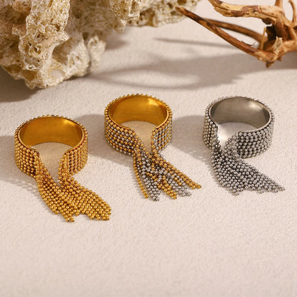La.Muses – Chain Tassel Ring 18K