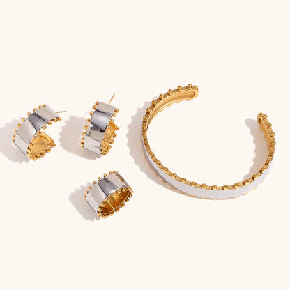 La.Muses – Bead Edge Mix Earrings 18K