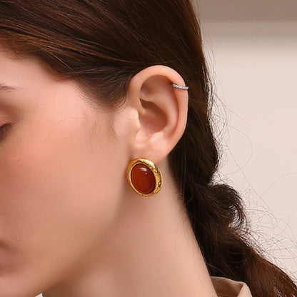 La.Muses – Ellipse Minérale Earrings 18K