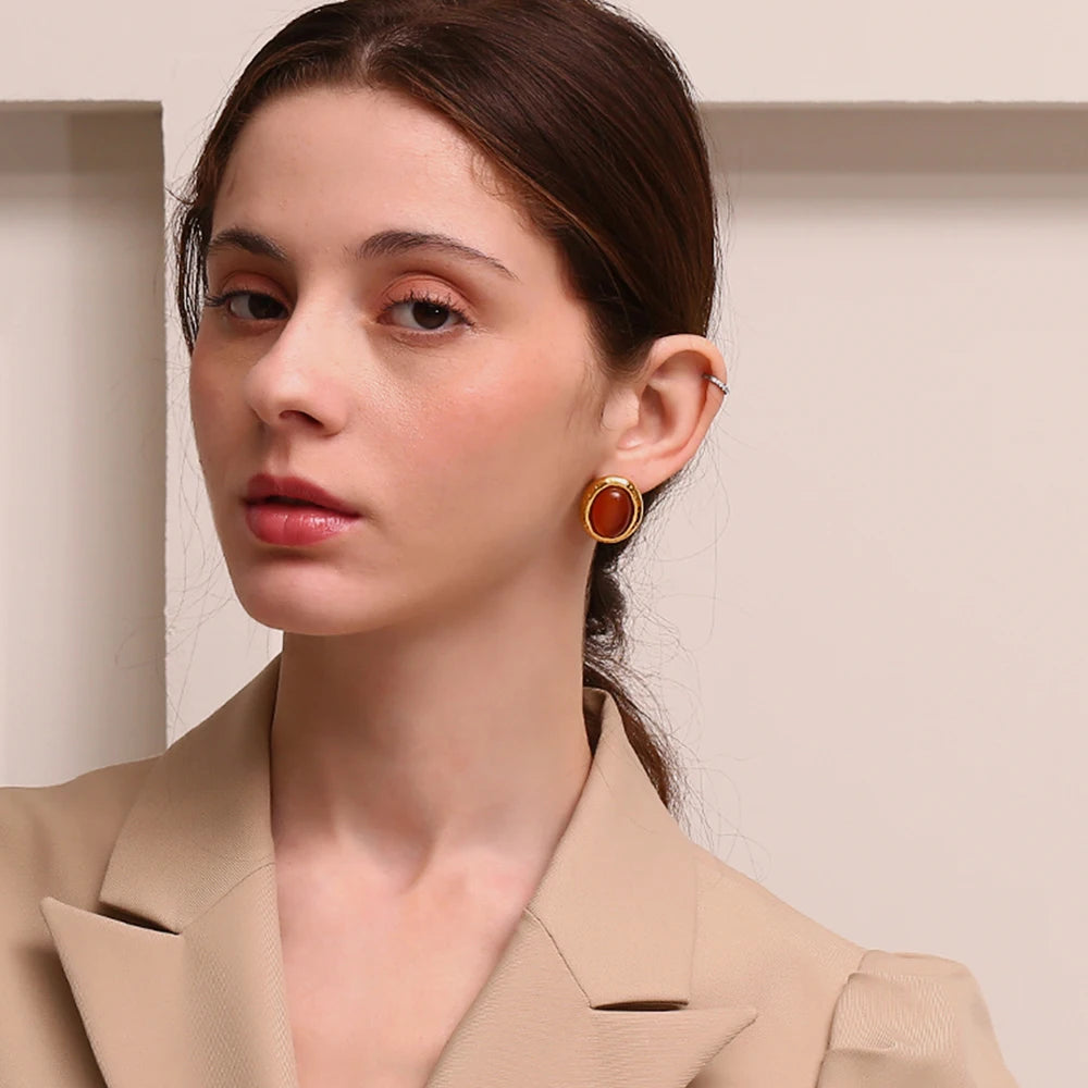 La.Muses – Ellipse Minérale Earrings 18K