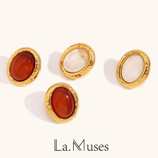 La.Muses – Ellipse Minérale Earrings 18K