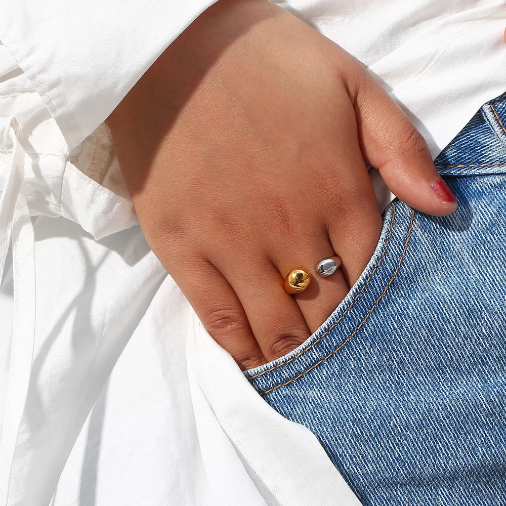 La.Muses – Gold & Silver Drop Ring 18K