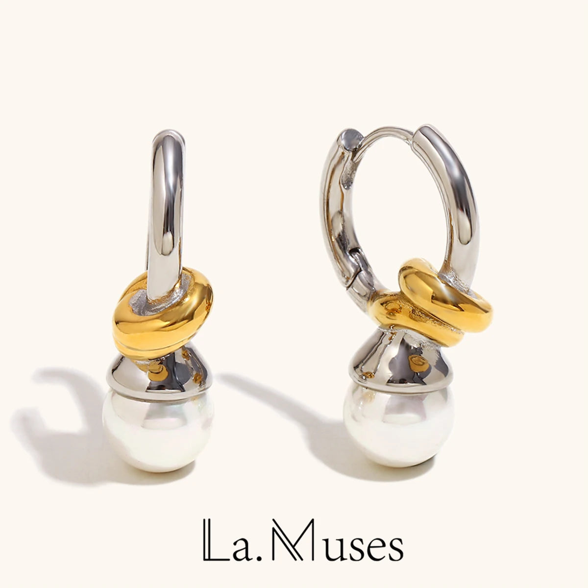 La.Muses – Pearl Knot Earrings 18K