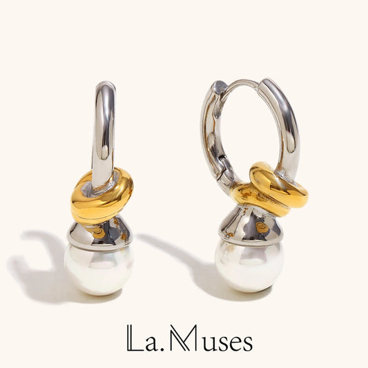 La.Muses – Pearl Knot Earrings 18K