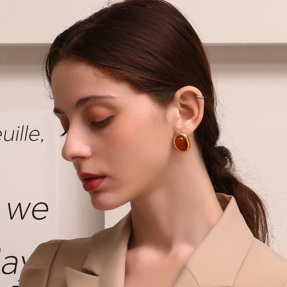 La.Muses – Ellipse Minérale Earrings 18K