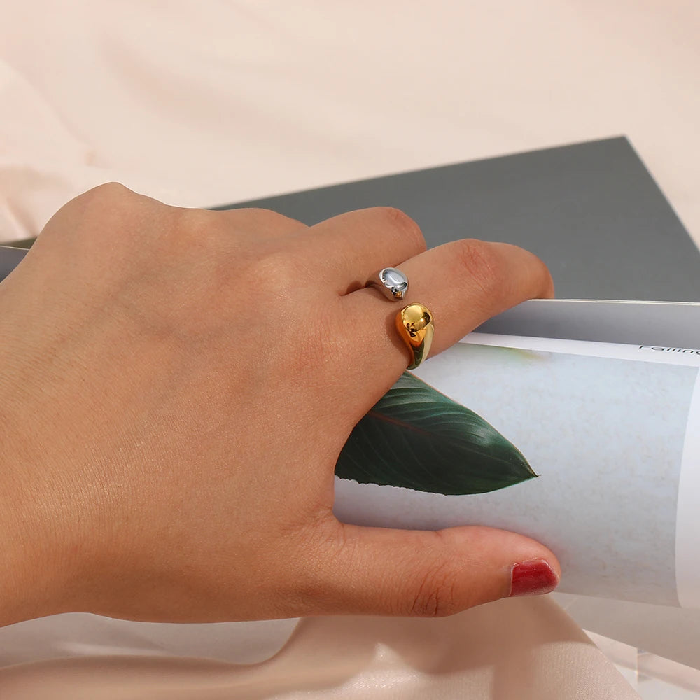 La.Muses – Gold & Silver Drop Ring 18K