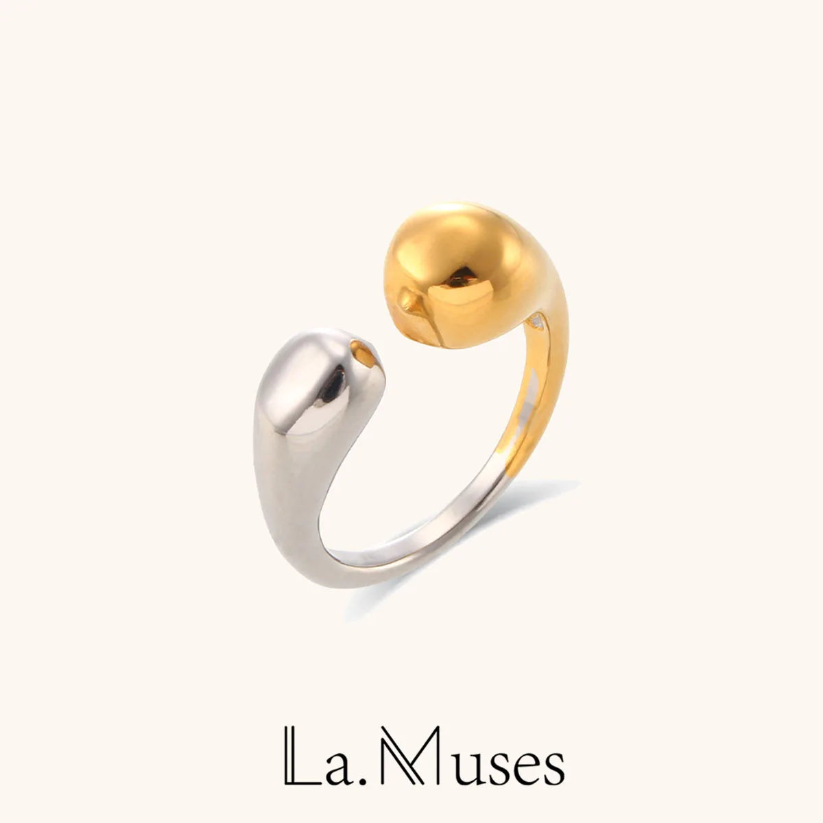 La.Muses – Gold & Silver Drop Ring 18K