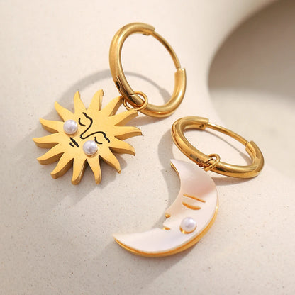 La.Muses – Sun & Moon Pearl Earrings 18K